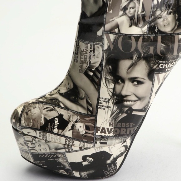 VOGUE Magazine FASHION Collage Studded Stiletto Woman Platform BOOTS supermodel - Picture 7 of 9
